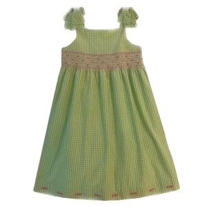 Special Occasion Smocked Green Gingham Dress by Gymboree, girls size 6